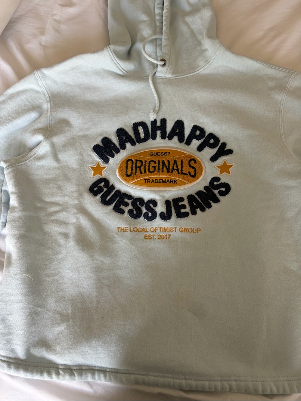 Madhappy Light blue Hoodie with Navy and Yellow Logo
